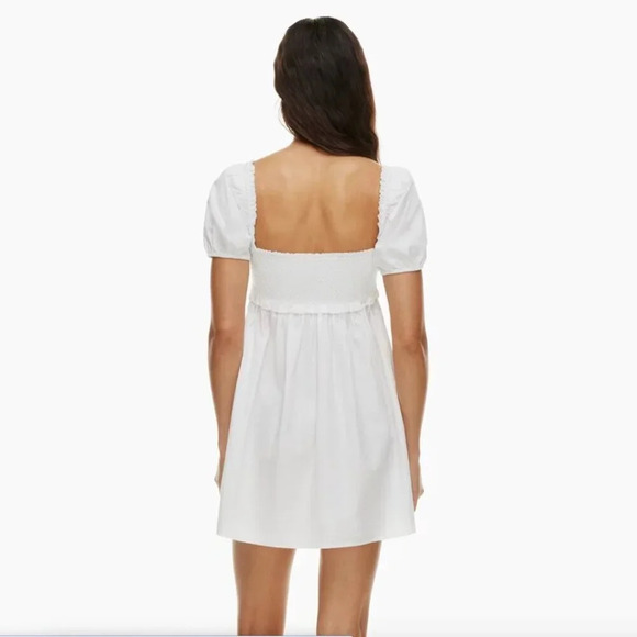 Aritzia Sunday Best Hadley Puff Sleeve Babydoll Poplin Mini Dress White Sz Small - Picture 4 of 8